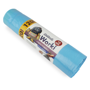 Worki na śmieci MR.TRASH z taśmą ściągającą niebieskie 120l